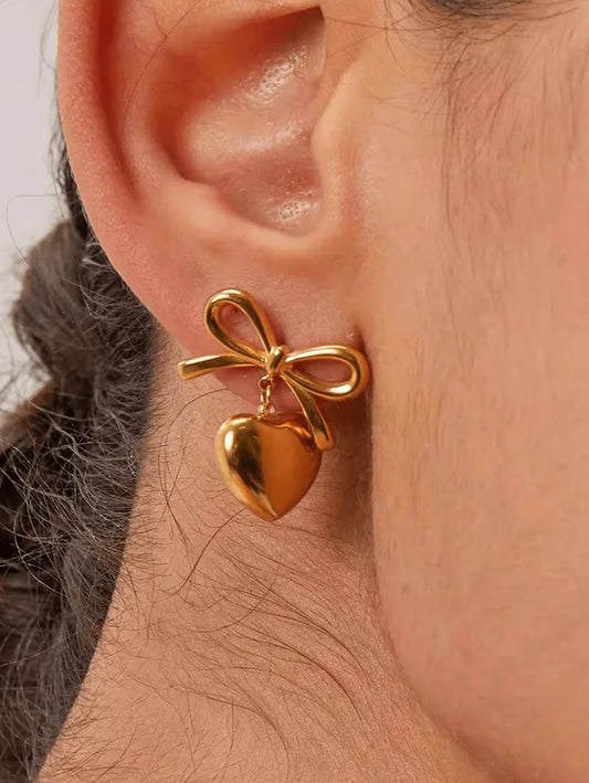 Bow heart earrings