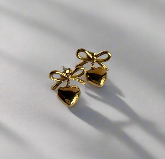 Bow heart earrings