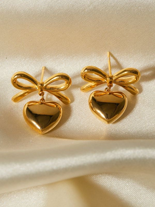 Bow heart earrings